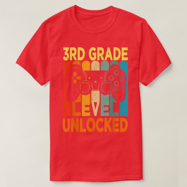T-shirt Hello 3rd Grade Level Unlocked Video Game Back to  (Design devant)