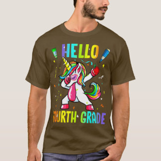 T-shirt Hello 4th Grade Cute Unicorn Welcome Back To Schoo