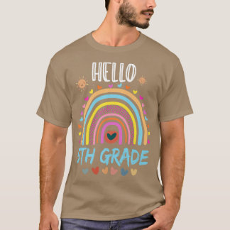 T-shirt Hello 5th Grade Back to School Rainbow Heart Teach