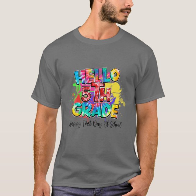 T-shirt Hello 5Th Grade Happy First Day Of School Graphic (Devant)