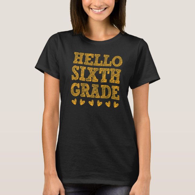 T-shirt Hello 6th Grade  Outfit Back To School For Boys Gi (Devant)
