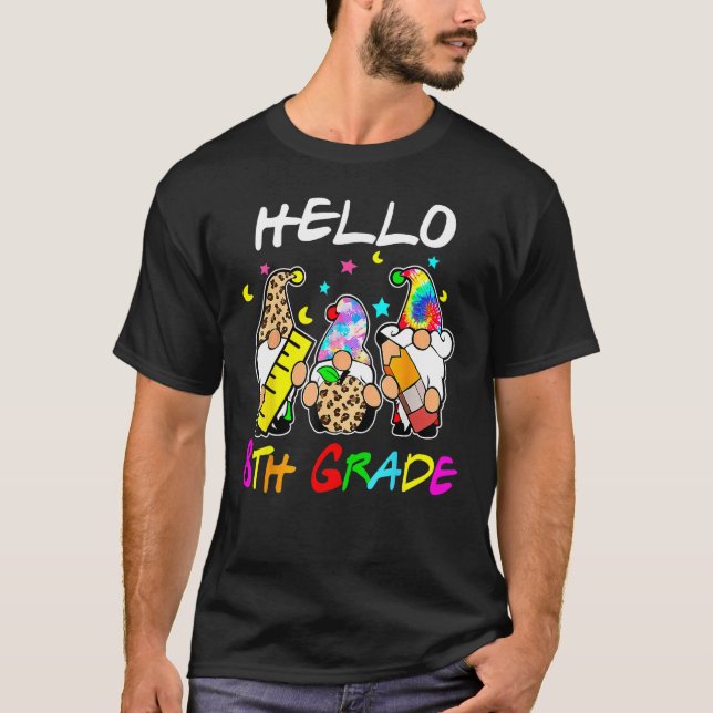 T-shirt Hello 8th Grade  Back To School Gnomies Tie Dye (Devant)