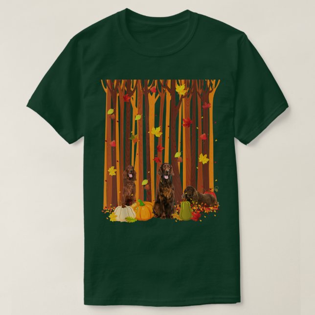 T-shirt Hello Autumn Irish Setters Maple Leaf Fall Pumpkin (Design devant)