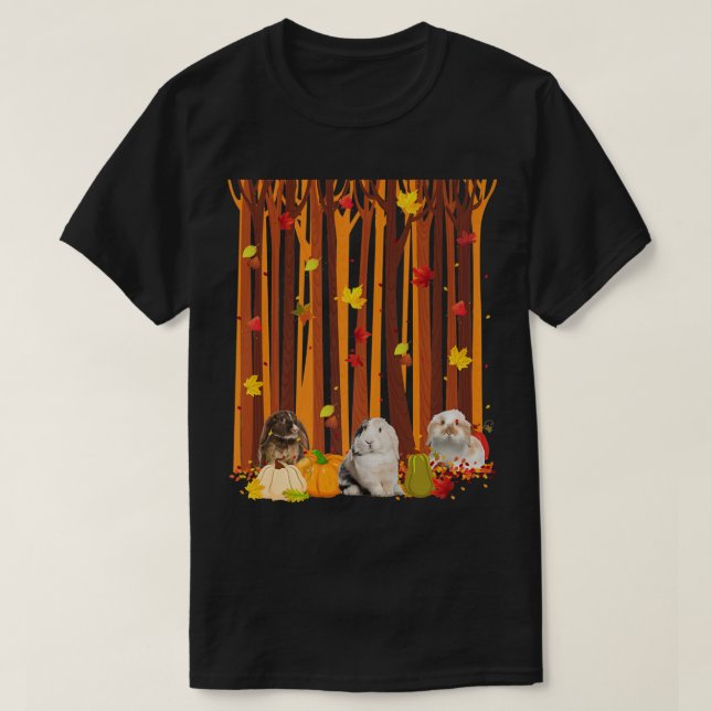 T-shirt Hello Autumn Rabbit Maple Leaf Fall Pumpkin Mens W (Design devant)