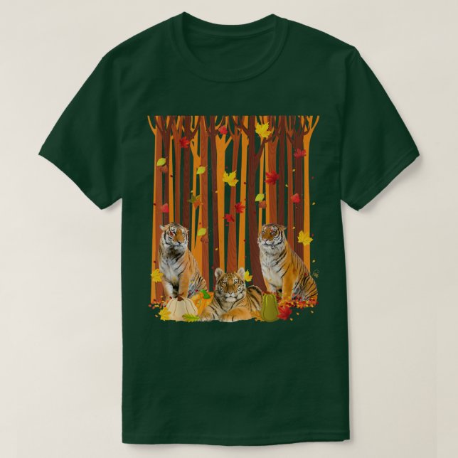 T-shirt Hello Autumn Tiger Maple Leaf Fall Pumpkin Mens Wo (Design devant)