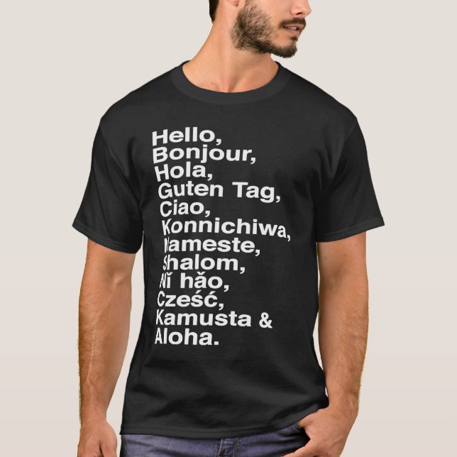 T-shirt Hello, Bonjour, Hola, Ciao, Aloha  for Language 's (Devant)