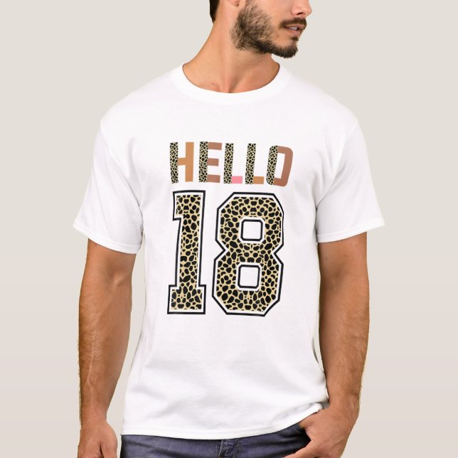 T-shirt Hello Eighn Leopard Birthday (Devant)