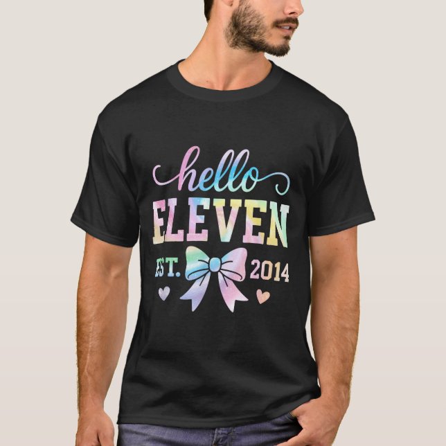 T-shirt Hello Eleven Est 2014 Coquette Bow 11th Birthday G (Devant)