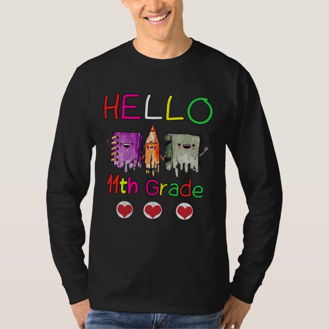 T-shirt Hello Eleventh Grade Girls Boys Teacher 11th Grade (Devant)