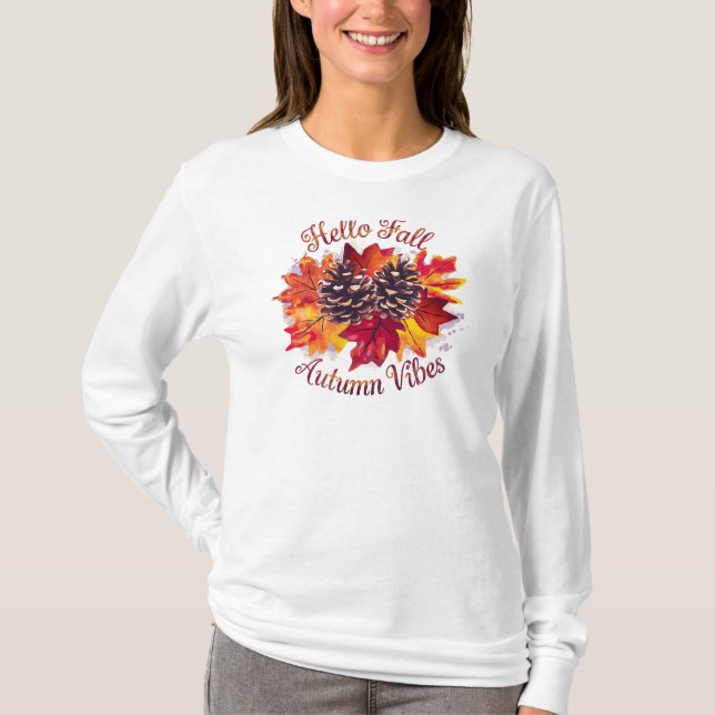 T-shirt Hello Fall, Autumn Vibes (Devant)
