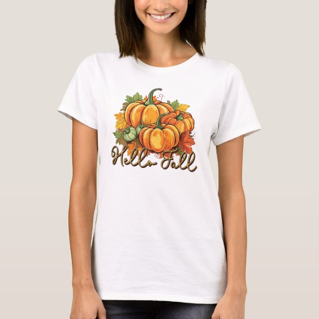 T-shirt Hello Fall - Cosy Citrouille Patch (Devant)
