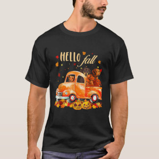 T-shirt Hello Fall Funny Dachshund  Halloween pumkin 