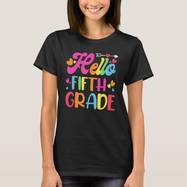 T-shirt Hello Fifth 5th Grade Cute Back to School 5th Grad (Devant)
