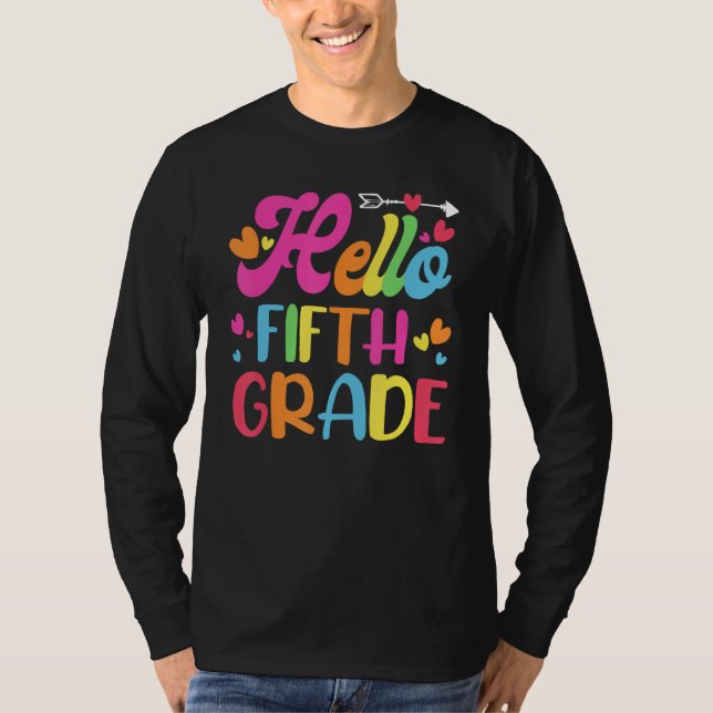 T-shirt Hello Fifth 5th Grade Cute Back to School 5th Grad (Devant)