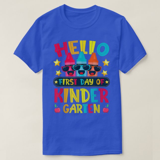 T-shirt Hello First Day Of Kindergarten Crayon Back To Sch (Design devant)