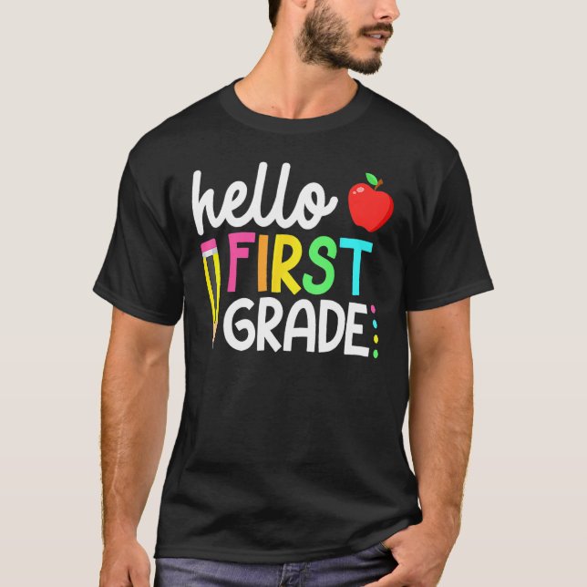 T-shirt Hello First Grade Back To School Teacher Student K (Devant)