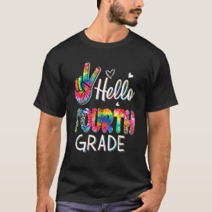 T-shirt Hello Fourth Grade Tie Dye Leopard Graphic Back To