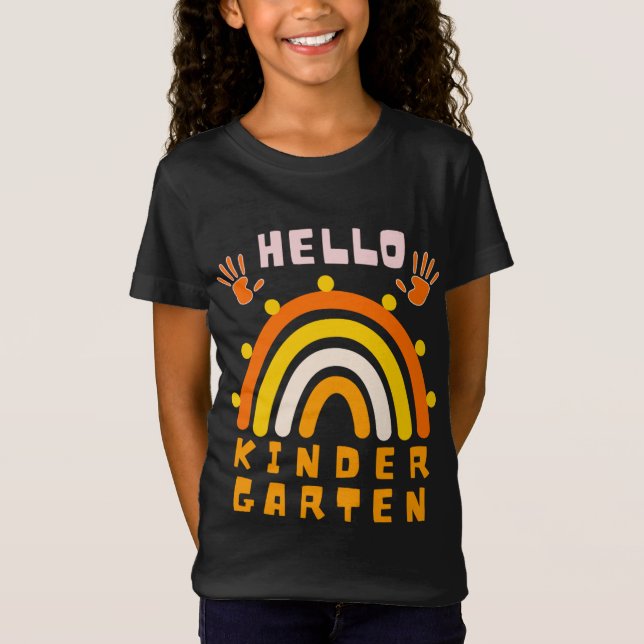 T-Shirt HELLO KINDERGARTEN - COOL RAINBOW (Devant)
