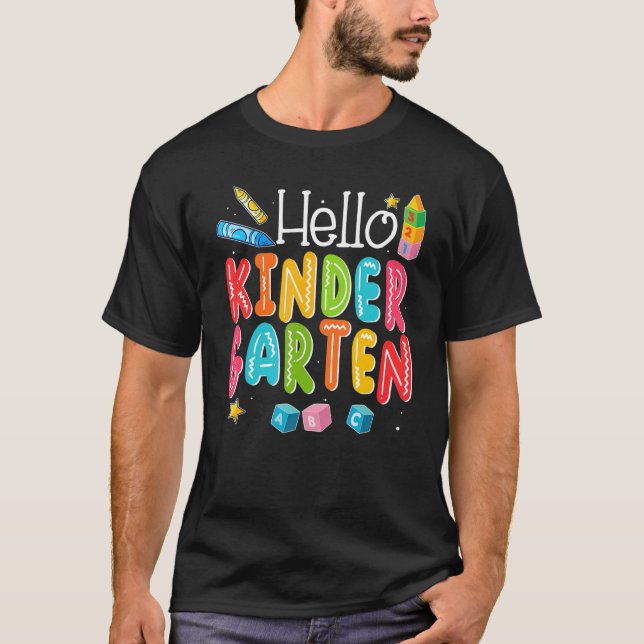 T-shirt Hello Kindergarten Funny Back To School Teacher St (Devant)