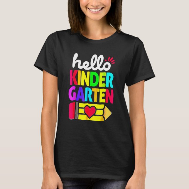 T-shirt Hello Kindergarten Pencil Heart Back To School Tea (Devant)