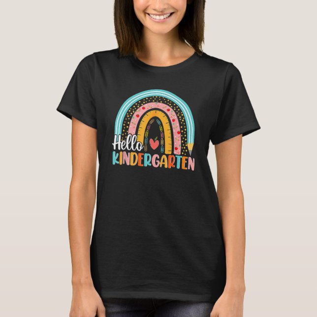 T-shirt Hello Kindergarten Rainbow Teacher Student Back To (Devant)