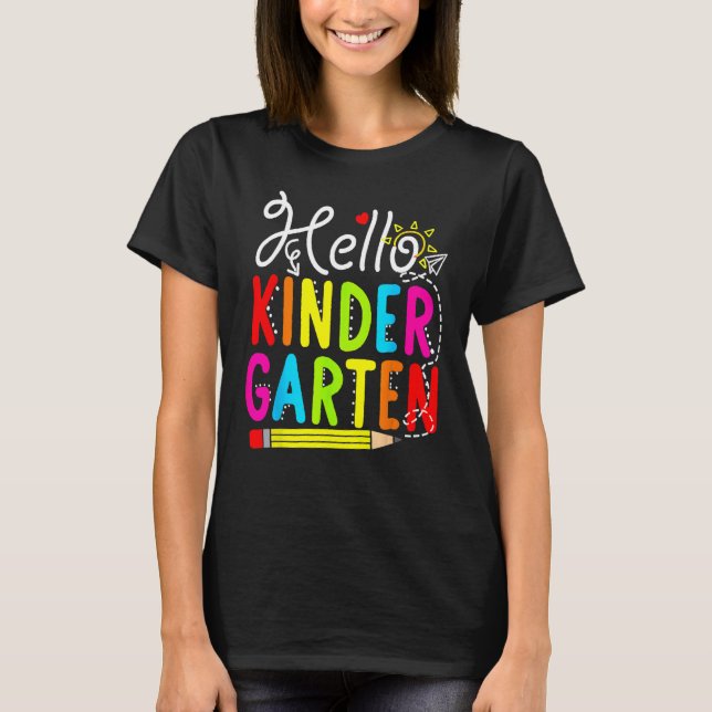 T-shirt Hello Kindergarten Teacher Student Back To School  (Devant)