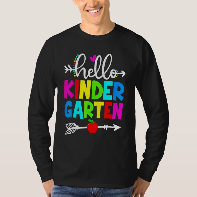T-shirt Hello Kindergarten Teacher Student Team Happy Back (Devant)