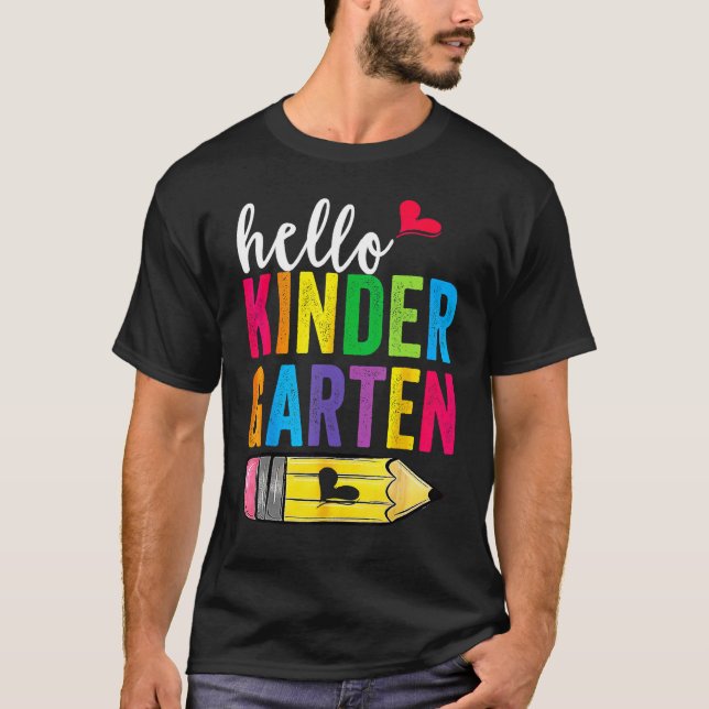 T-shirt Hello Kindergarten Team Back To School Teachers St (Devant)