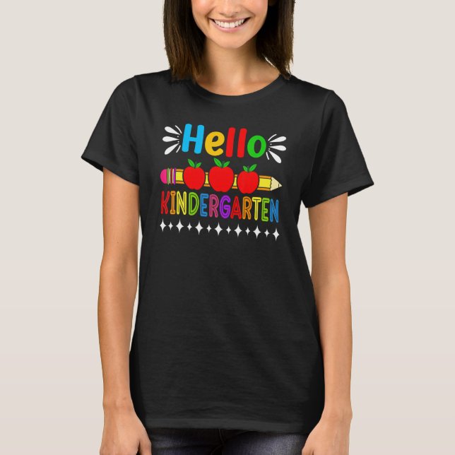 T-shirt Hello Kindergarten Team Kinder Back To School Squa (Devant)