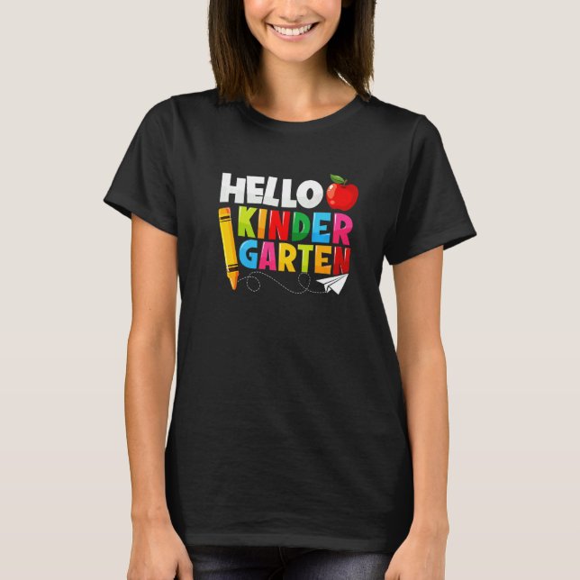 T-shirt Hello Kindergarten Team Kinder Back To School Teac (Devant)