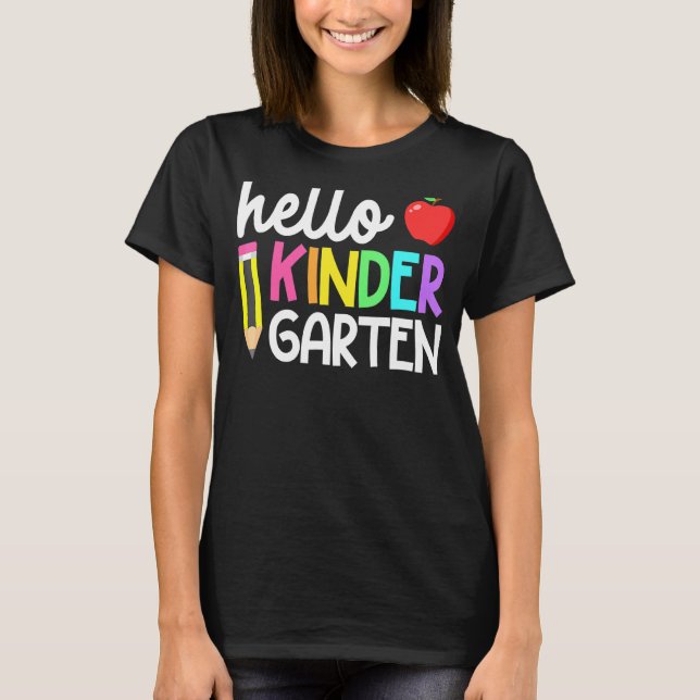 T-shirt Hello Kindergarten Team Kinder Back To School Teac (Devant)