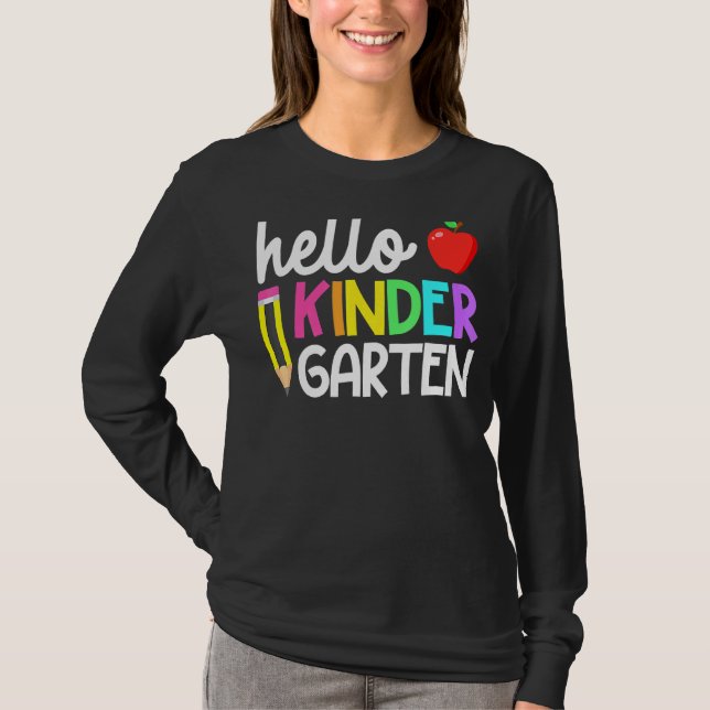 T-shirt Hello Kindergarten Team Kinder Back To School Teac (Devant)