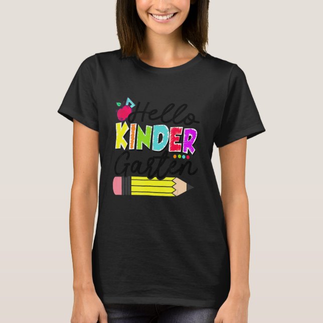 T-shirt Hello Kindergarten Team Kinder Back To School Teac (Devant)