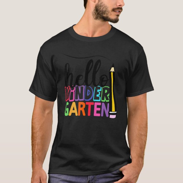 T-shirt Hello Kindergarten Team Kinder Back To School Teac (Devant)