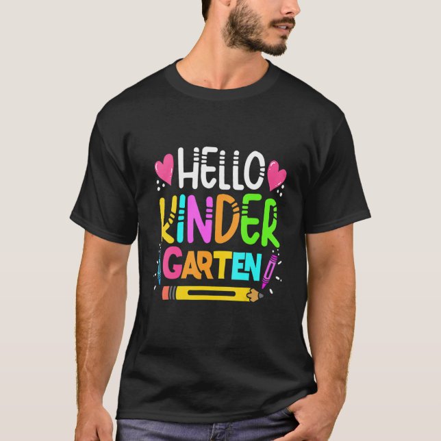 T-shirt Hello Kindergarten Team Kinder Back To School Teac (Devant)