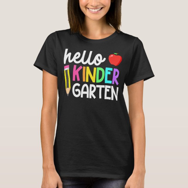 T-shirt Hello Kindergarten Team Kinder Back To School Teac (Devant)