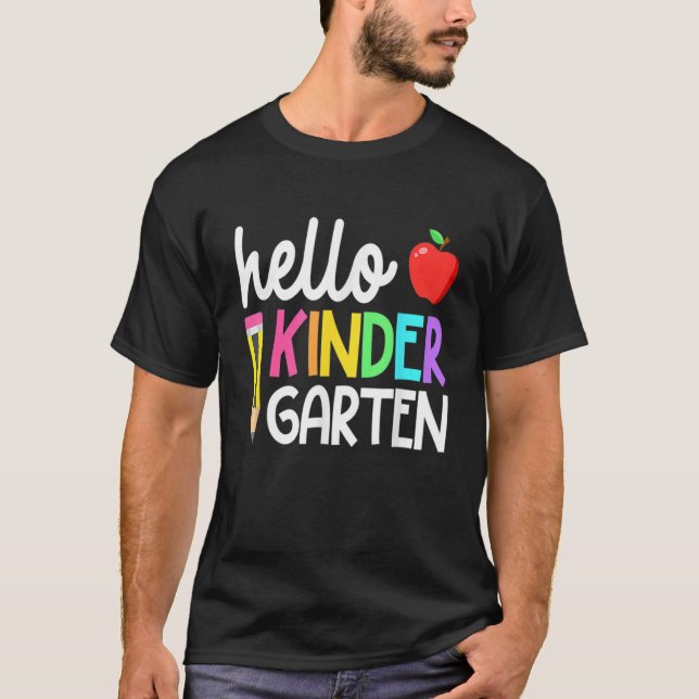 T-shirt Hello Kindergarten Team Kinder Back To School Teac (Devant)