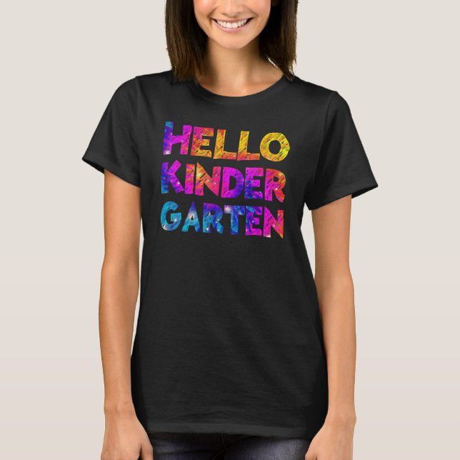 T-shirt Hello Kindergarten Team Kinder Retour À La Cravate (Devant)
