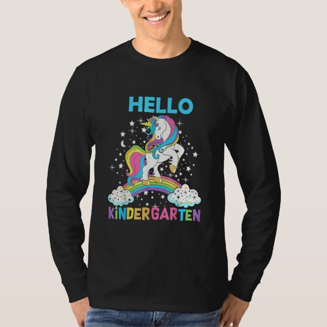T-shirt Hello Kindergarten Unicorn Here I Come Kindergarte (Devant)