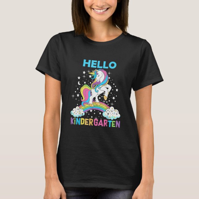 T-shirt Hello Kindergarten Unicorn Here I Come Kindergarte (Devant)