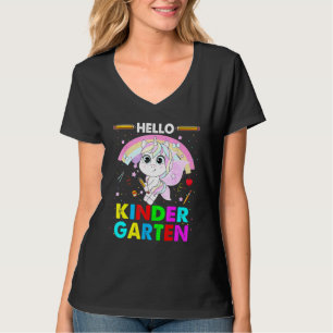 T-shirt Hello Kindergarten Unicorn Retour À L'École