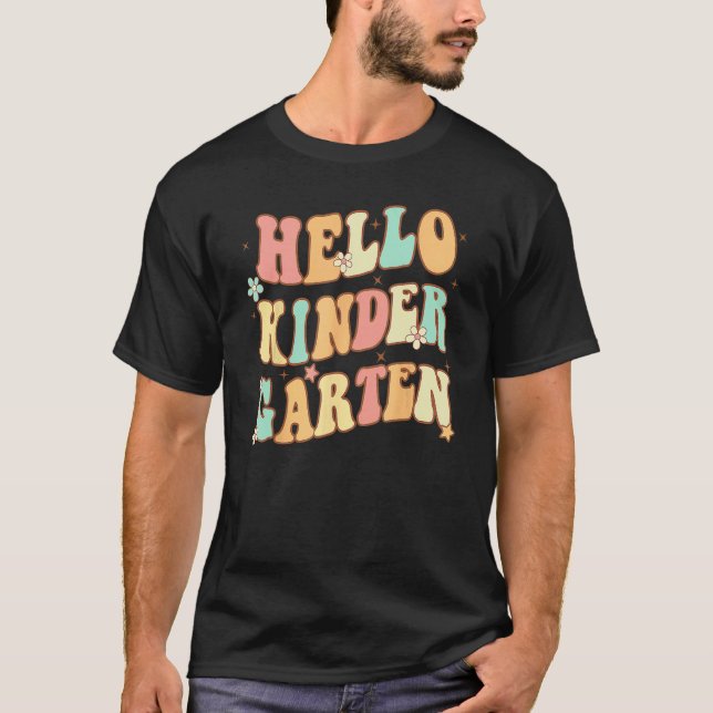 T-shirt Hello Kindergarten Vibes Groovy Retro 1st Day Of S (Devant)
