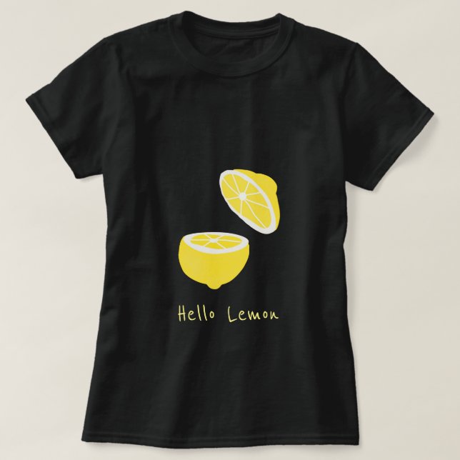 T-shirt Hello Lemon jaune moderne fruit (Design devant)