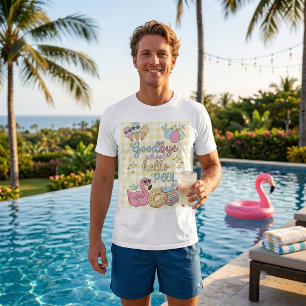 T-Shirt Hello Pool Party Jaune Caro