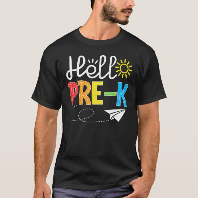 T-shirt Hello Pre K Fun PreSchool Backto School   Student  (Devant)