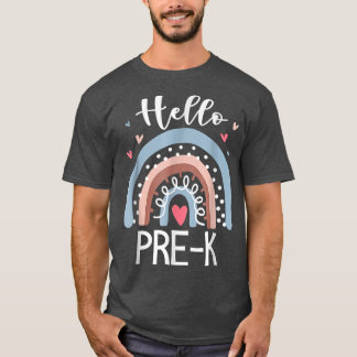 T-shirt Hello Pre K Funny Boho Rainbow Back To School 
