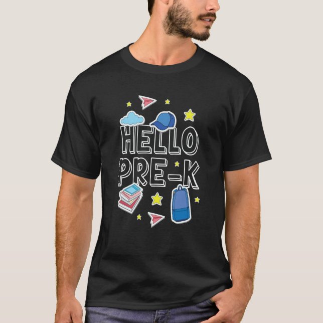 T-shirt Hello Pre K Kids Cute Pre Kindergarten Pk (Devant)