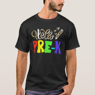 T-shirt Hello Pre K Leopard Print Pre K Back To School