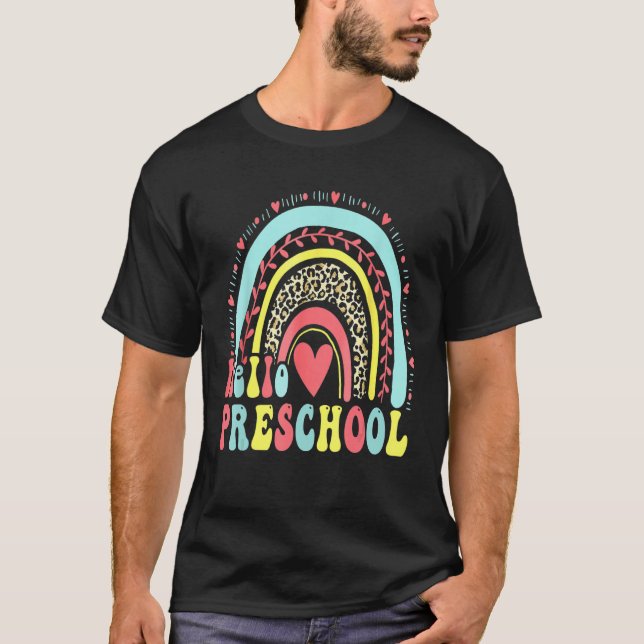 T-shirt Hello Pre K Rainbow Team Hello Preschool Rocks Squ (Devant)