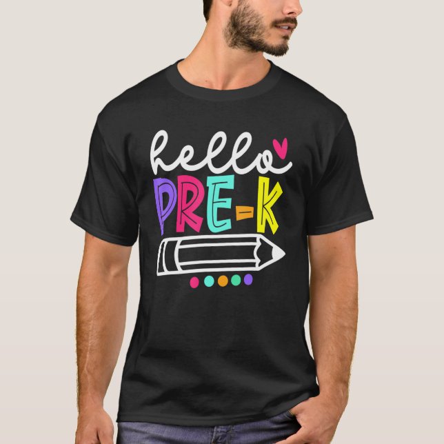 T-shirt Hello Pre K  Teacher Student Back To School (Devant)